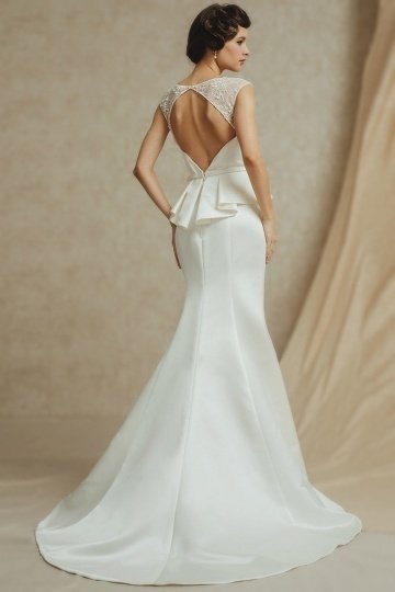 Robe sirène cérémonie de mariage à dos ouvert en satin
