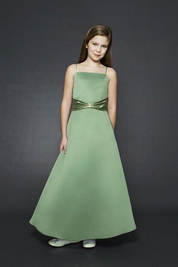 Robe cortège fille Ligne A en satin avec bretelle fine
