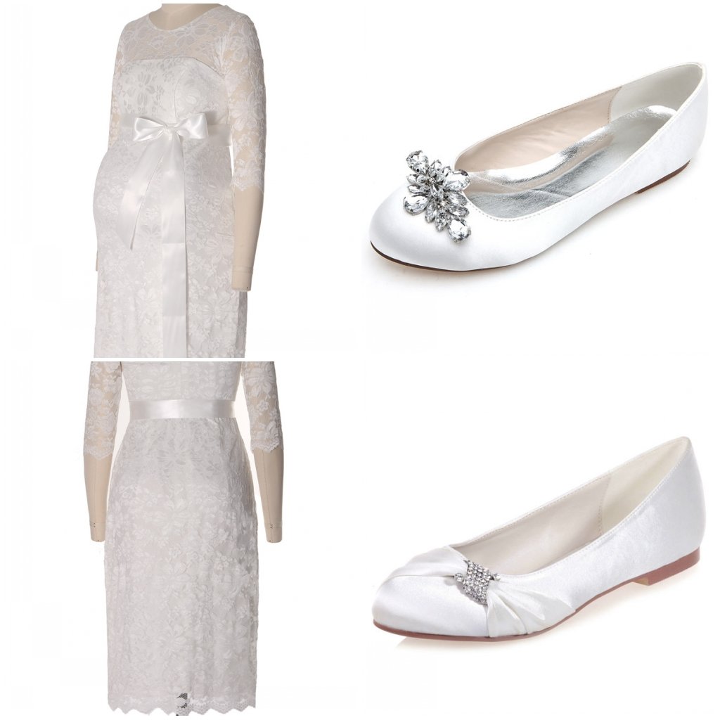 robe de mariée de maternité avec ballerines