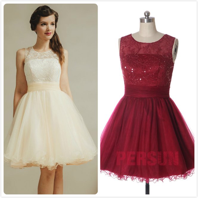 robe courte col rond pour mariage