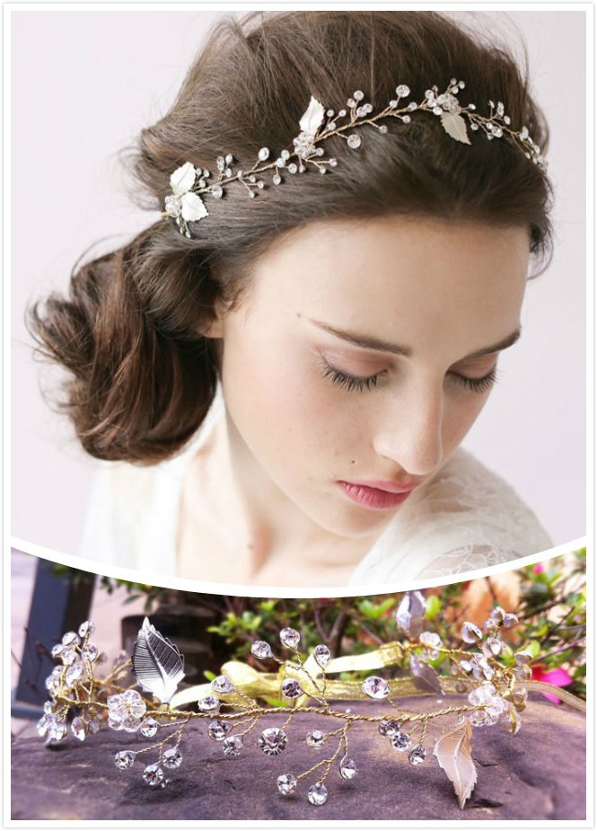 Bandeau mariée vintage avec strass & fleurs