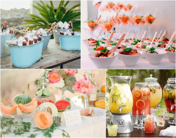 nourriture et boisson de mariage en été