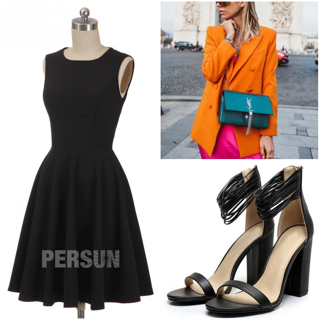 comment assortir petite robe noire jupe ample