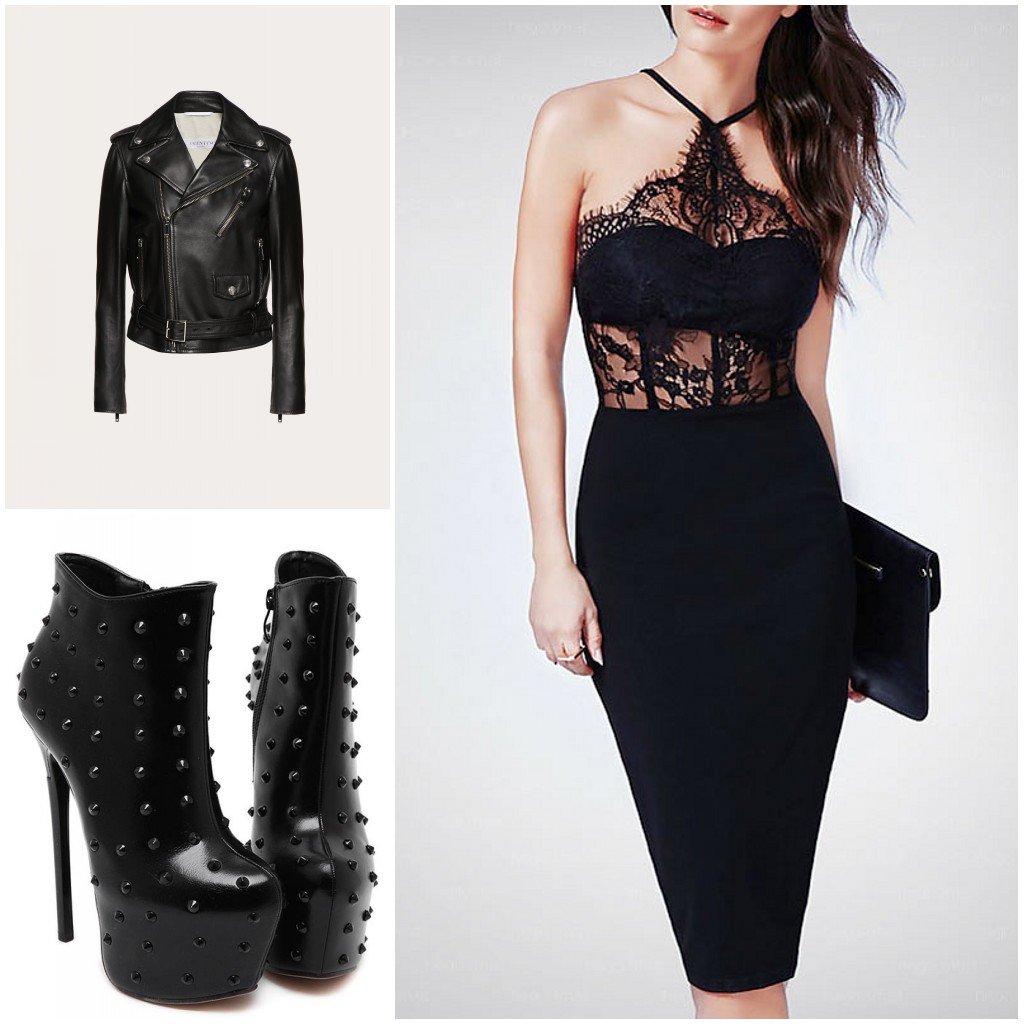 comment combiner petite robe noire fourreau col halter dentelle