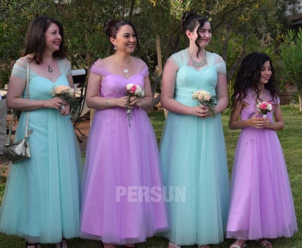 robe demoiselle d'honneur longue vert menthe avec bretelles convertible