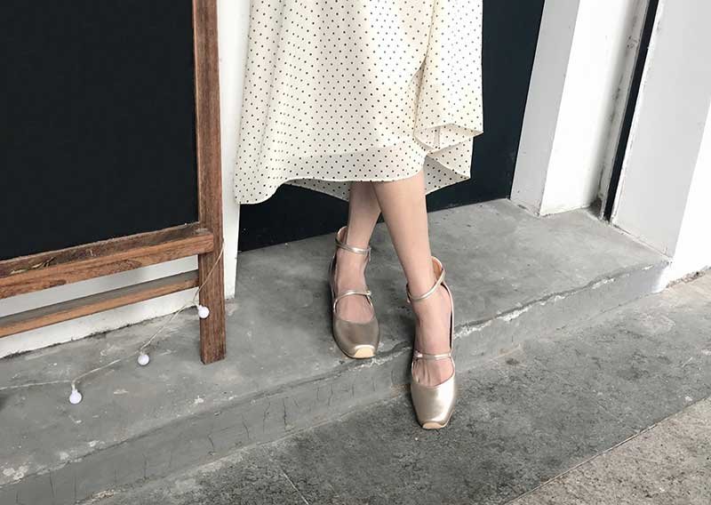 ballerine vintage plate bout carré à bride pour mariage